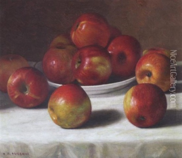 A Still Life With Apples Oil Painting - Elbridge Ayer Burbank