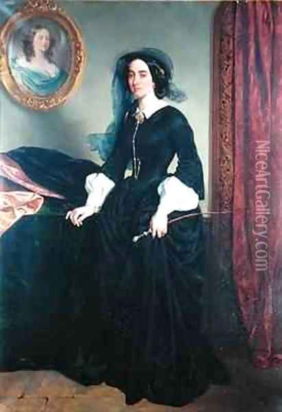 Portrait of Marie Deveria Oil Painting - Eugene Francois Marie Joseph Deveria