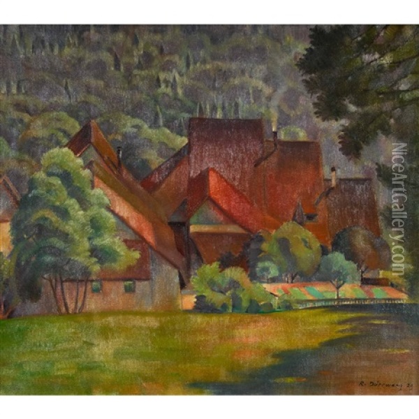 Sommerlandschaft Mit Bauernhausern Oil Painting - Rudolf Duerrwang