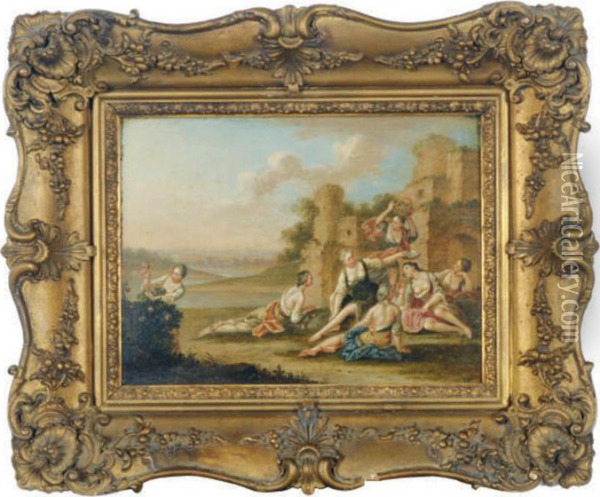 Diana And Her Nymphs Oil Painting - Cornelis Van Poelenburch