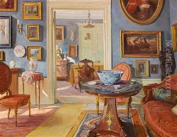 Interior Fra Et Herskabeligt Hjem Oil Painting - Robert Panitzsch