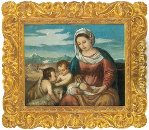La Madonna Con Il Bambino E San Giovannino Oil Painting - Polidoro da Lanciano