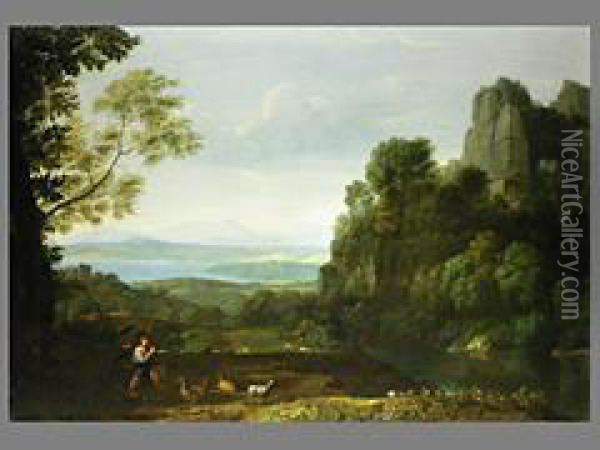 Landschaft Mit Apollo Und Merkur Oil Painting - Ludwig Philipp Strack