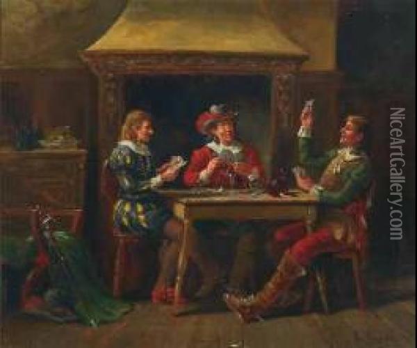 The Card Game Oil Painting - Alexander Austen