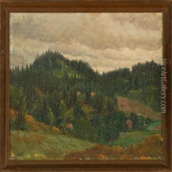 Three Landscapes Oil Painting - Sigurd Solver Schou