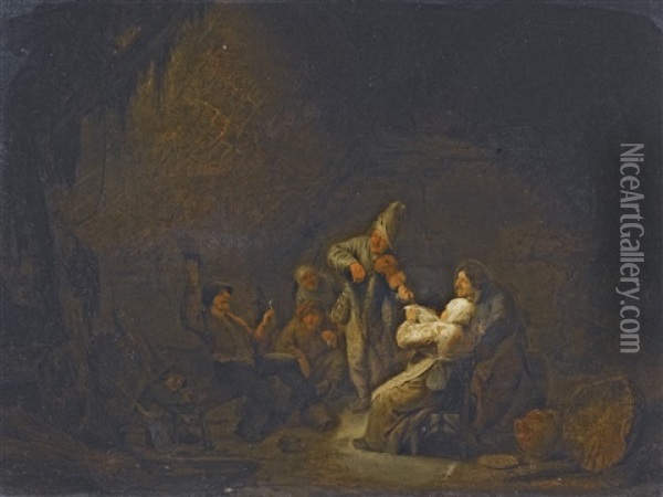 Peasants Playing Music In A Cottage Oil Painting - Adriaen Jansz van Ostade