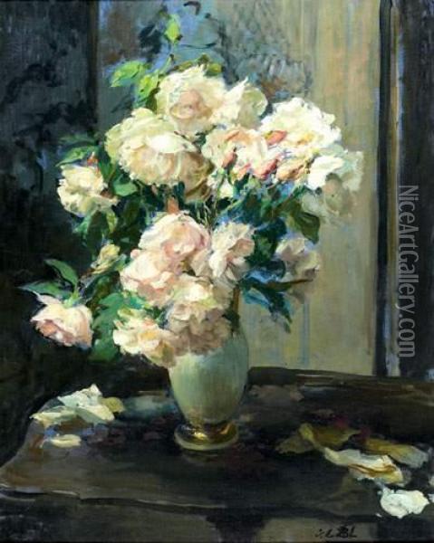 Roses Qui S'effeuillent Oil Painting - Jacques-Emile Blanche