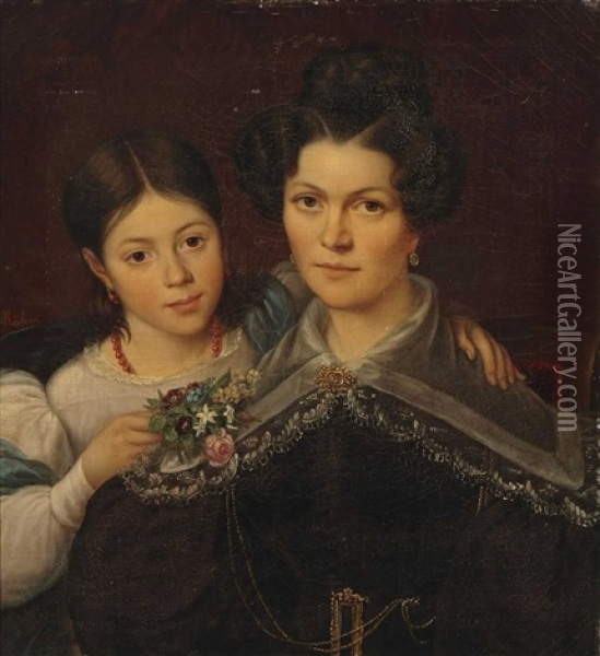 Bildnis Einer Jungen Frau Mit Ihrer Tochter Oil Painting - Francois Jean Emmanuel Boehm