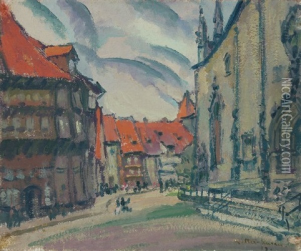 Kirchplatz Oil Painting - Johann Walter-Kurau