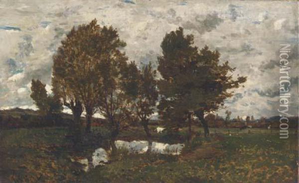 Paysage Pres D'un Village Oil Painting - Henri-Joseph Harpignies