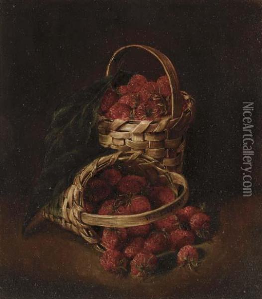 Basket Of Strawberries Oil Painting - William Jacob Hays