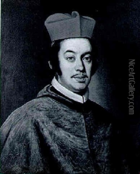 Portrait Of A Cardinal, Bust Length Oil Painting - Giovanni Battista Gaulli