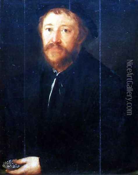 Portrait of Cornelius Gros (panel) Oil Painting - Christoph Amberger