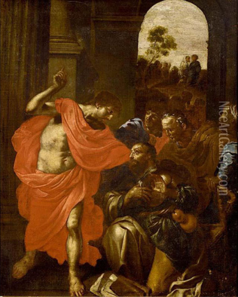 Christ Appearing To St. James Oil Painting - Gerard Douffet