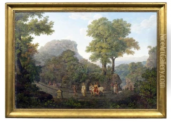 Prozession Zur Opferung In Arkadischer Landschaft Oil Painting - Johann Jacob Mueller de Riga