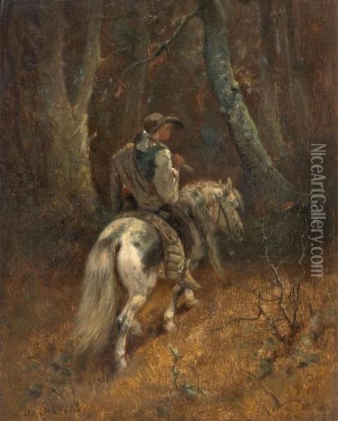 Ein Reiter Im Wald Oil Painting - Adolf Schreyer