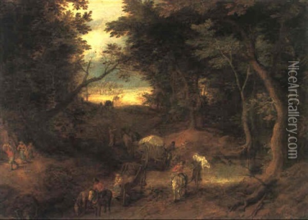 La Route Du Marche, Sous-bois Oil Painting - Jan Brueghel the Elder