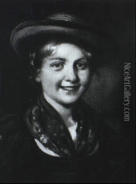 Brustportrait Eines Bauernmadchens In Tracht Oil Painting - Emma (Edle von Seehof) Mueller