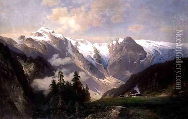 Mountain Landscape with the Grossglockner Oil Painting - Nicolai Astudin