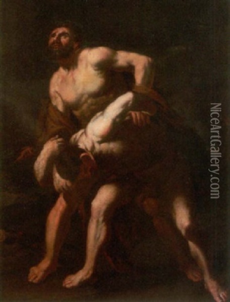 Herkules Besiegt Achelous (?) Oil Painting - Giovanni Battista Carlone
