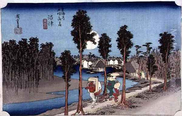 Numazu Twilight from the series 53 Stations on the Eastern Coast Road Oil Painting - Utagawa or Ando Hiroshige