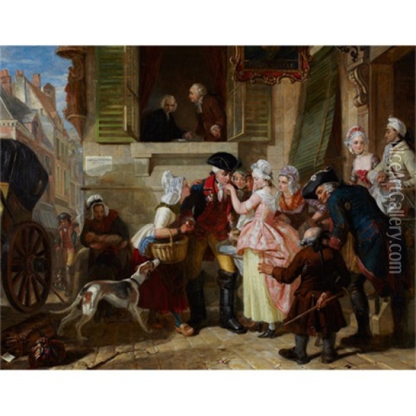 La Fleur's Departure From Montreuil Oil Painting - Edward Matthew Ward