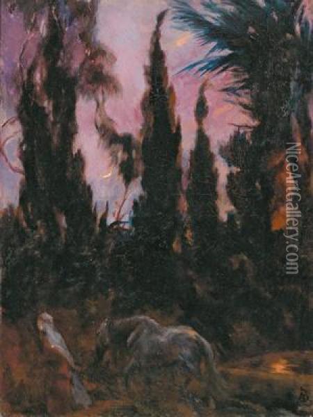 Oasis In The Night Oil Painting - Paul-Albert Louis Besnard