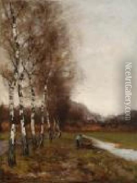 Figure On A Country Road Oil Painting - Willem George Fred. Jansen