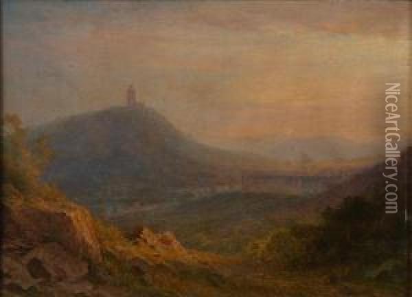 A Valley At Sunset Oil Painting - Friedrich Ernst Morgenstern
