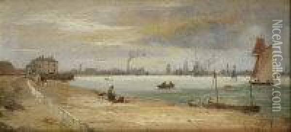 A View Towards Liverpool Oil Painting - Edwin Hayes