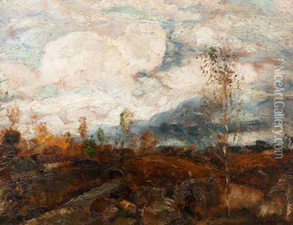Untitled (landscape) Oil Painting - Gusztav Magyar Mannheimer