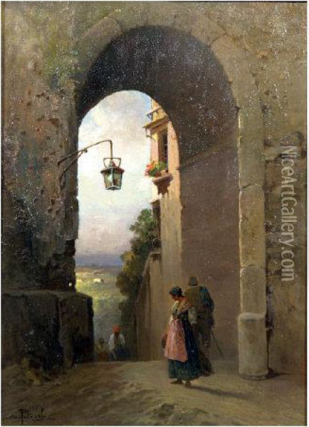 Vicolo Di Napoli Oil Painting - Salvatore Petruolo
