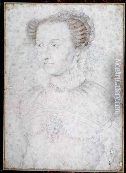 Portrait of Anne d'Este (1531-1607) Princess of Ferrera, after 1566 Oil Painting - (studio of) Clouet