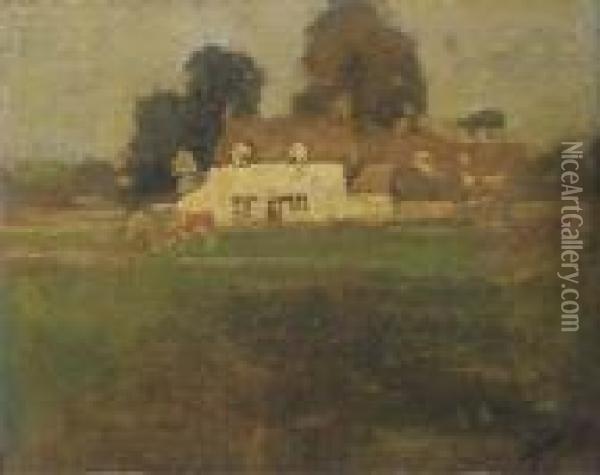 Landscape With Farmhouse Oil Painting - William Nicholson