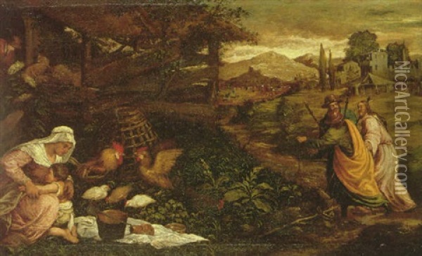 The Journey To Emmaus Oil Painting - Giambattista da Ponte Bassano