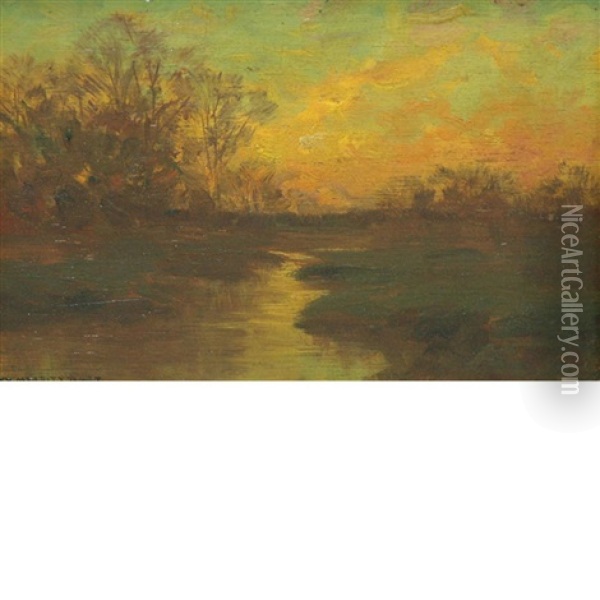 Sunset Over The Water Oil Painting - William Merritt Post