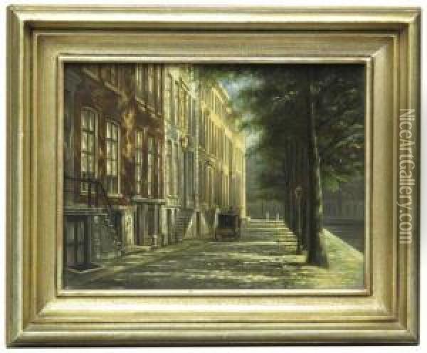 Gracht Bei Sonnenschein Oil Painting - Johannes Hermanus Van Heyden