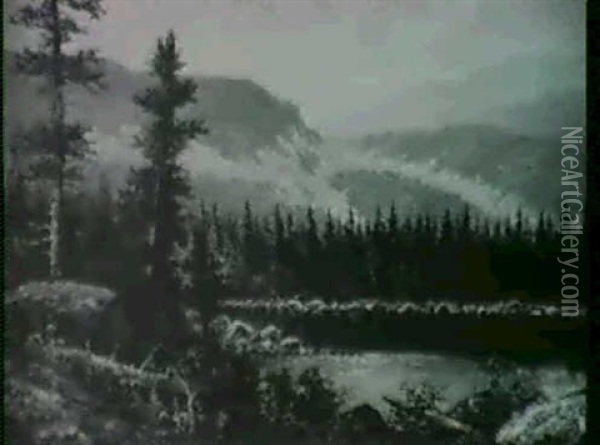 Mountain Lake Oil Painting - Christian Eisele