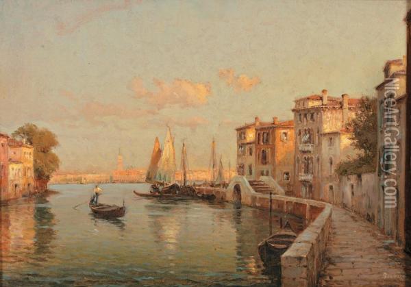 Quai Et Canal A Venise Oil Painting - Antoine Bouvard