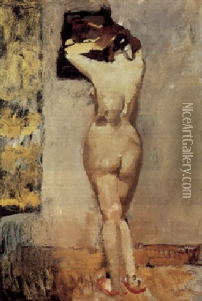 A Nude In Front Of A Mirror Oil Painting - George Hendrik Breitner