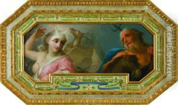Minerva E Zeus Oil Painting - Pietro Bardellino