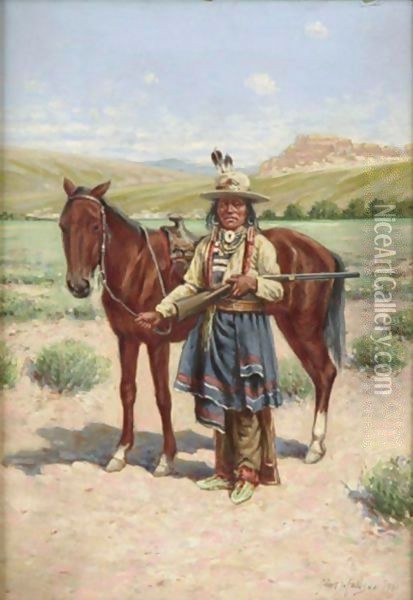 Oklahoma Buck Oil Painting - John Hauser