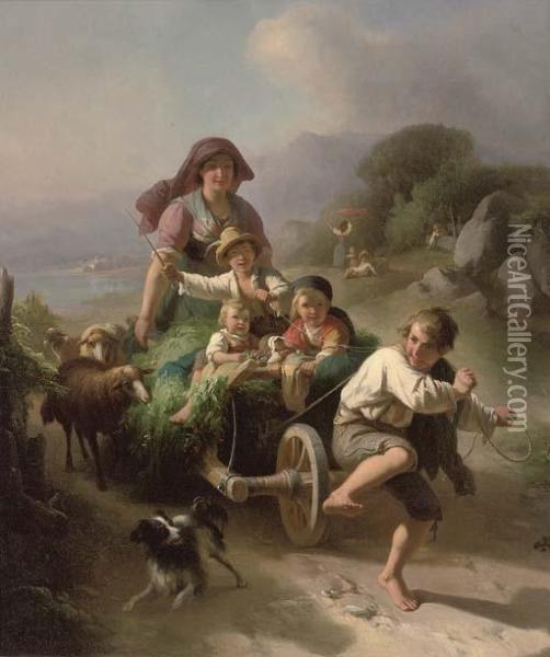 The Young Harvesters Oil Painting - Johann Baptist Kirner