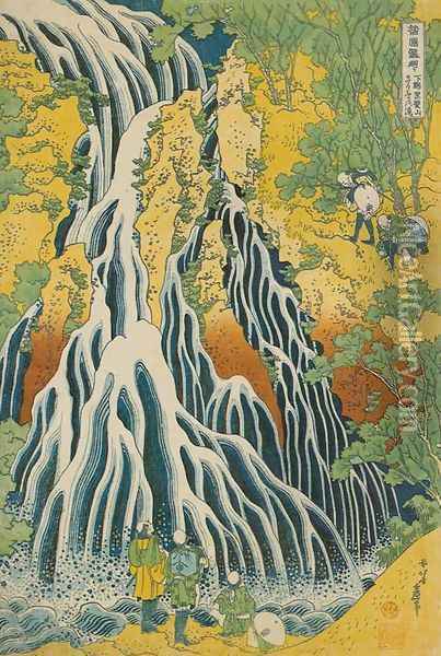Kirifuri Waterfall at Mount Kurokami in Shimotsuke Province (Shimotsuke Kurokamiyama Kirifuri no taki) Oil Painting - Katsushika Hokusai