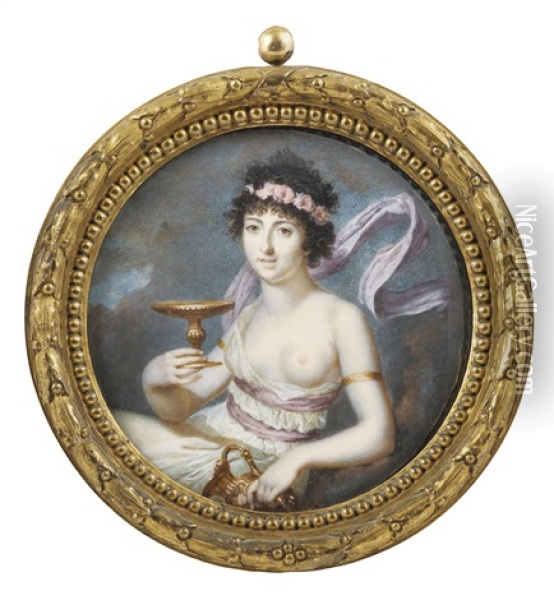 Portrait De Femme En Costume D'hebe, Tradionnellement Appelee Catherine- josephine Rafin, Dite Mademoiselle Duchesnois (1777-1835) oil painting  reproduction by Francois Dumont 