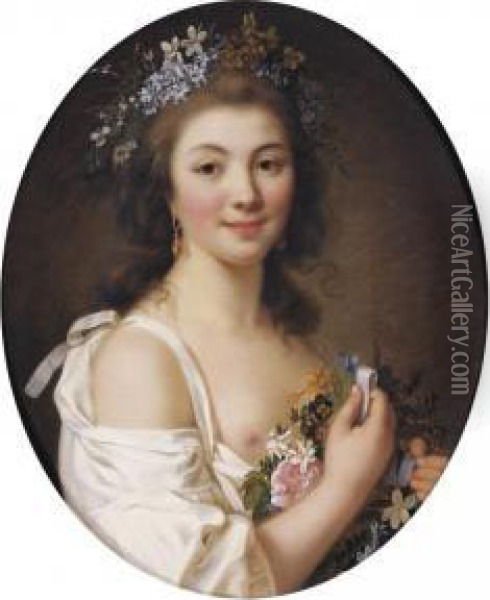Portrait Of Madame De Genlis Oil Painting - Marie-Victoire Lemoine