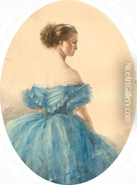 Portrait Of Princess Anna Wittgenstein Oil Painting - Mihaly von Zichy