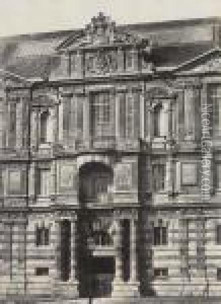 Pavillon De La Bibliotheque Du Louvre Des Monuments De Paris Oil Painting - Fr. Alphonse Fortier