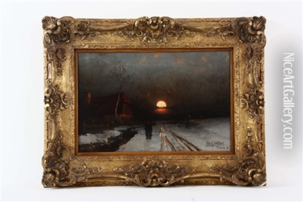 Winterabend Oil Painting - Otto Fedder