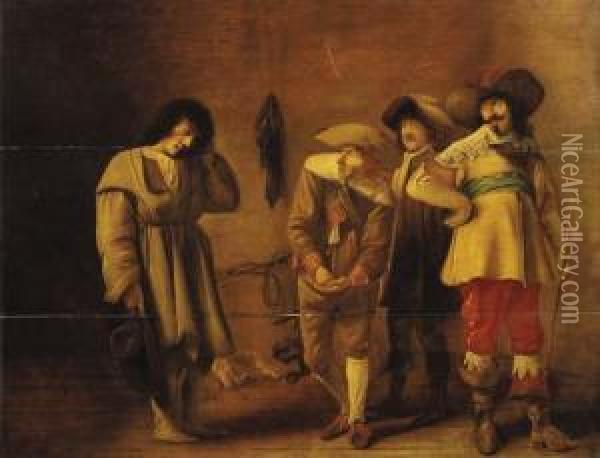 A Youth Mocked By Officers In A Guardroom Oil Painting - Willem Cornelisz. Duyster